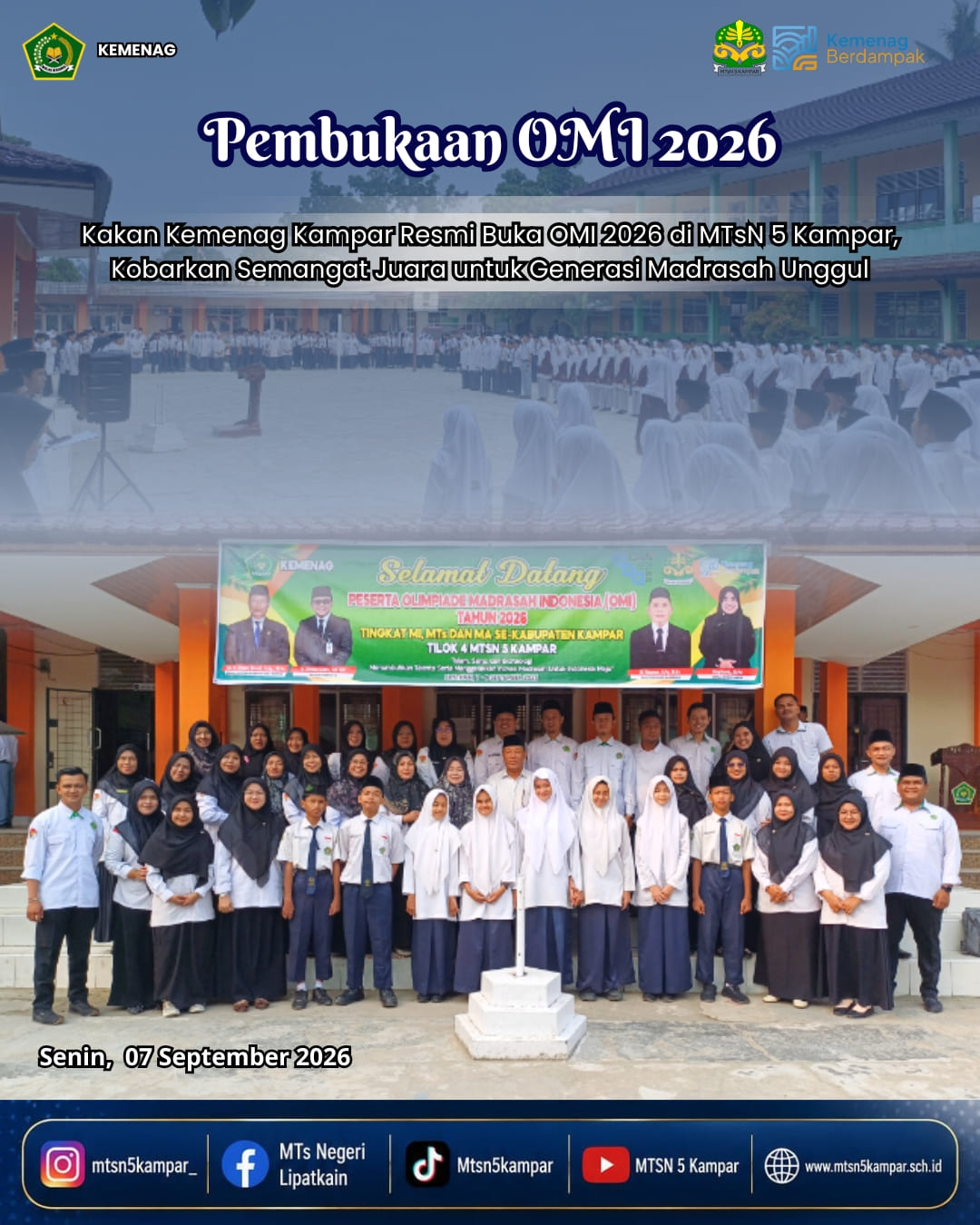 Kakan Kemenag Kampar Resmi Buka OMI 2026 di MTsN 5 Kampar